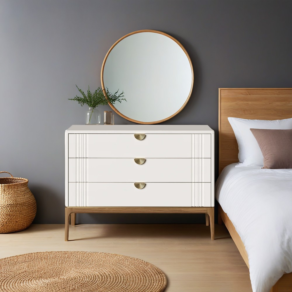 Комод Bari White, 3 ящика, 116x50x86 см, цвет: белый (BR401W)BR401W Комод Bari White, 3 ящика, 116x50x86 см, цвет: белый (BR401W)BR401W