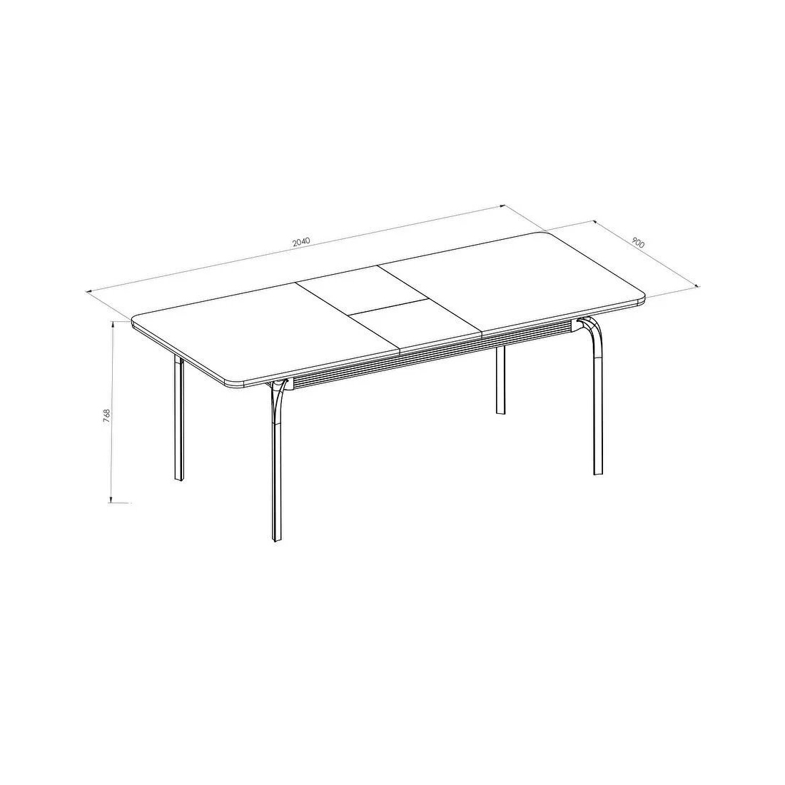 Стол обеденный Bellona Larissa, прямоугольный раздвижной, размер 164 (204)х90х77 см (LARS-14)LARS-14