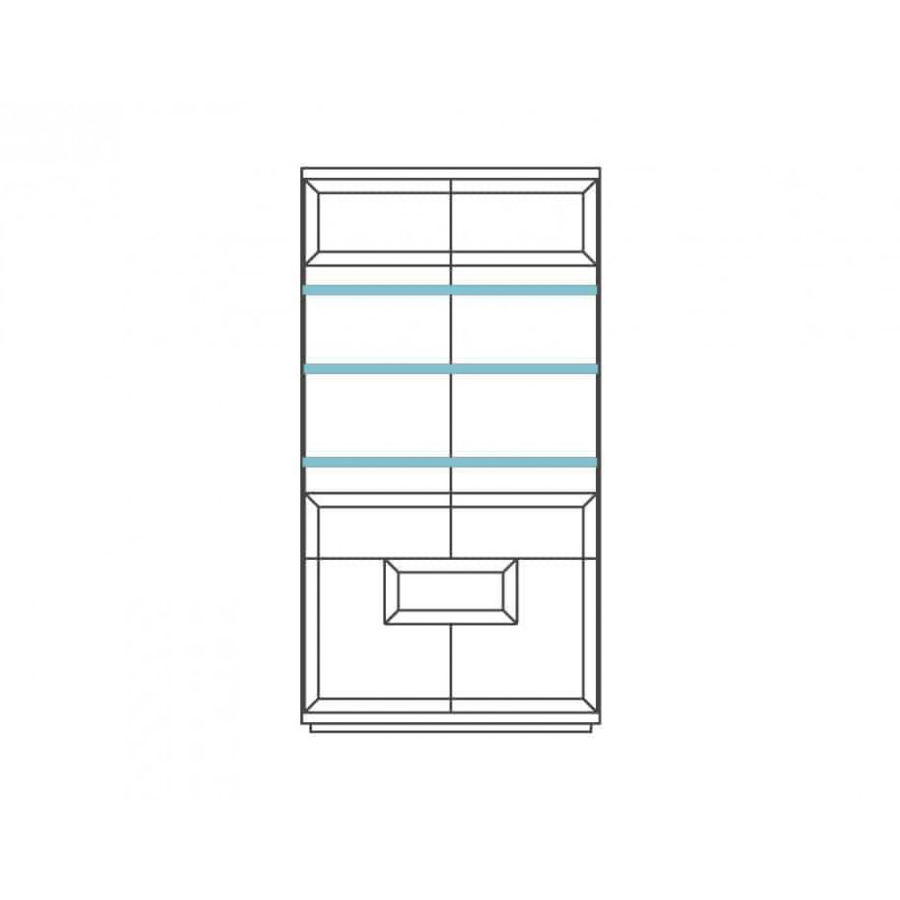 Витрина 2 дверная Mebin Verano, с подсветкой, размер: 102х42х193, цвет: античный орех + черныйWitryna podwojna z oswietleniem
