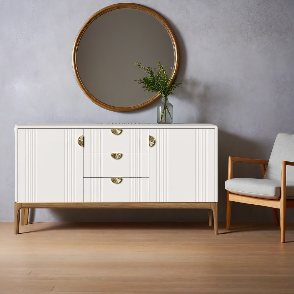 Комод Bari White, широкий, 3 ящика+двери, 160x50x95 см, цвет: белый (BR403W)BR403W Комод Bari White, широкий, 3 ящика+двери, 160x50x95 см, цвет: белый (BR403W)BR403W