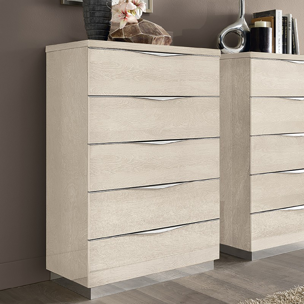 Комод высокий Camelgroup Platinum sabbia, цвет: янтарная береза, 75x43x114 см (136SET.03BS)136SET.03BS