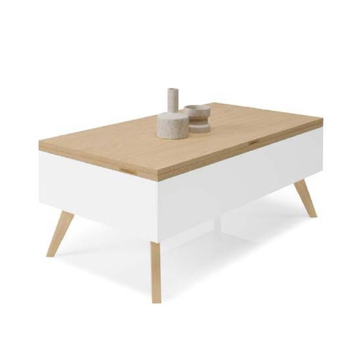 Стол обеденный Disemobel Kendra, прямоугольный, трансформер, 115х60х52, цвет Roble 1|Blanco Mate, ножка 1 (115х120х73 см) (4036)4036