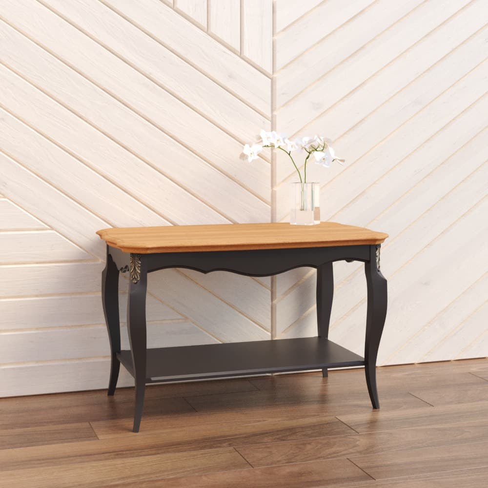 Стол журнальный Aletan Provence Wood, прямоугольный, цвет: черный-дерево 100х60х62 см (W102BL)W102BL Стол журнальный Aletan Provence Wood, прямоугольный, цвет: черный-дерево 100х60х62 см (W102BL)W102BL