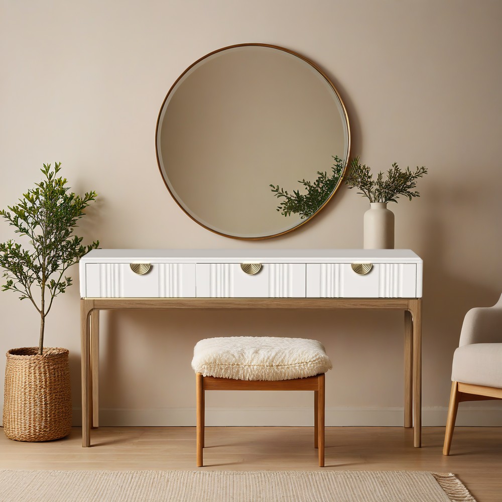 Консоль Bari White, 3 ящика, 140х40х80 см, цвет: белый (BR903W)BR903W Консоль Bari White, 3 ящика, 140х40х80 см, цвет: белый (BR903W)BR903W