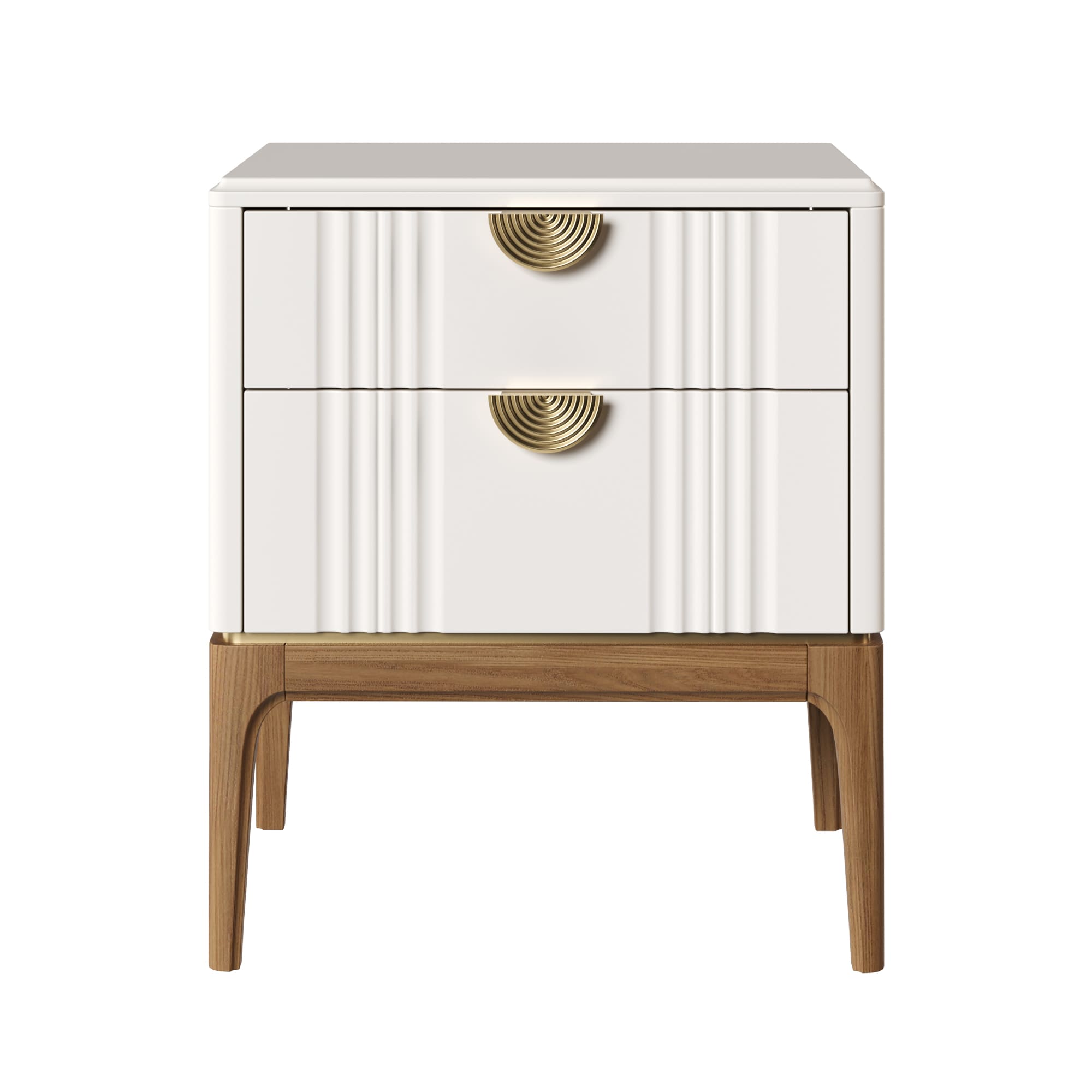 Тумбочка прикроватная Bari White, 2 ящика, 52х45х62 см, цвет: белый (BR302W)BR302W