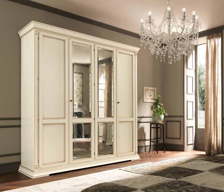Шкаф платяной Prama Palazzo Ducale laccato, 4-х дверный, без зеркал, цвет: белый с золотом, 228x68x240 см (71BO04AR)71BO04AR
