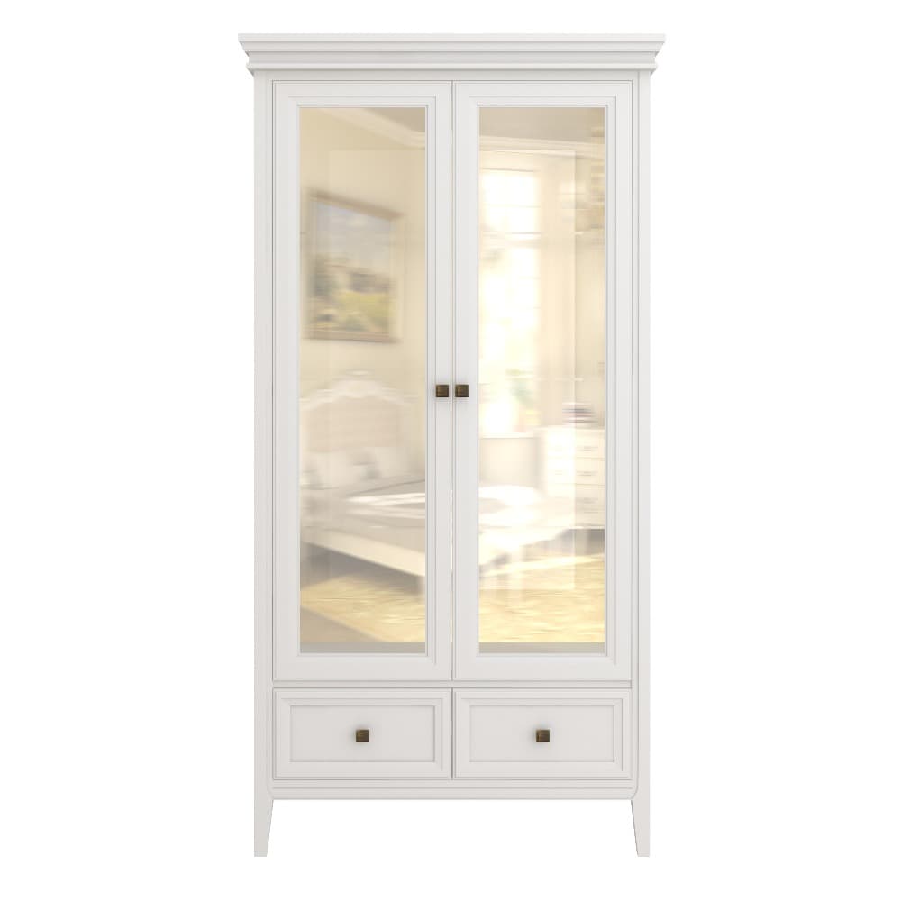 Витрина Tesoro White, двухдверная, с зеркалом, 105х40х211,5 см, цвет: белый (T603W)T603W Витрина Tesoro White, двухдверная, с зеркалом, 105х40х211,5 см, цвет: белый (T603W)T603W