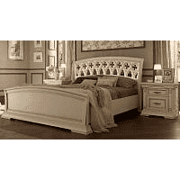 Кровать Prama Palazzo Ducale laccato, двуспальная, с резным изголовьем и изножьем, цвет: белый с золотом, 180x200 см (71BO05LT)71BO05LT