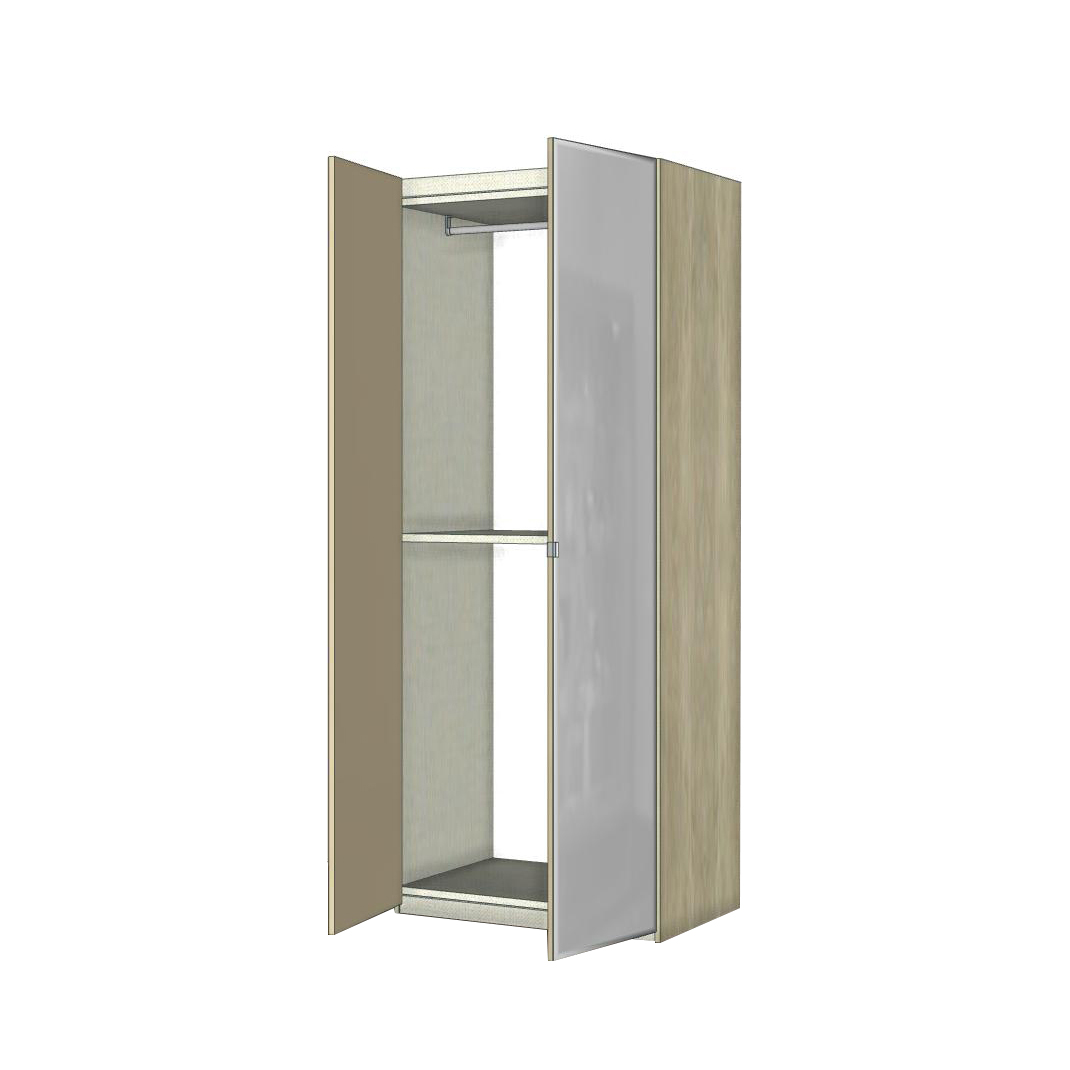 Шкаф платяной Ambra, 2-х дверный, с зеркалами, цвет: янтарная береза, 93x60x228 см (148AR2.04AV)148AR2.04AV