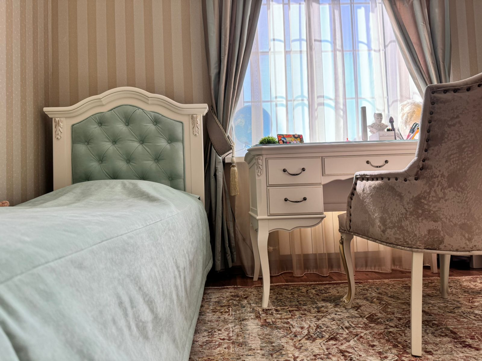 Кровать Aletan Provence, односпальная, 120x200 см, цвет: слоновая кость-золото (B212G)B212G Кровать Aletan Provence, односпальная, 120x200 см, цвет: слоновая кость-золото (B212G)B212G