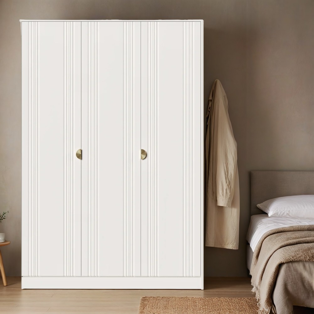 Шкаф платяной Bari White, трехдверный, 158х60х230 см, цвет: белый (BR803W)BR803W Шкаф платяной Bari White, трехдверный, 158х60х230 см, цвет: белый (BR803W)BR803W