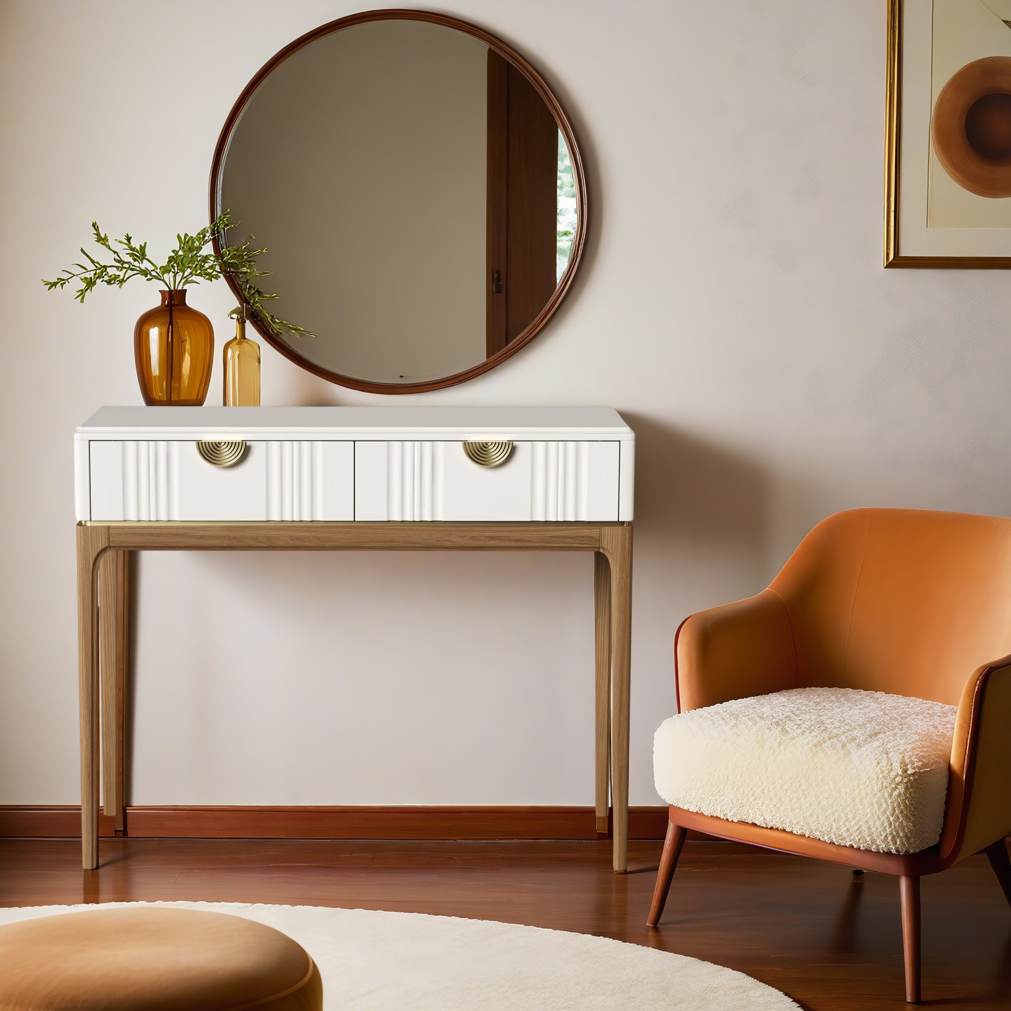 Консоль Bari White, 2 ящика, 107х40х79 см, цвет: белый (BR902W)BR902W Консоль Bari White, 2 ящика, 107х40х79 см, цвет: белый (BR902W)BR902W