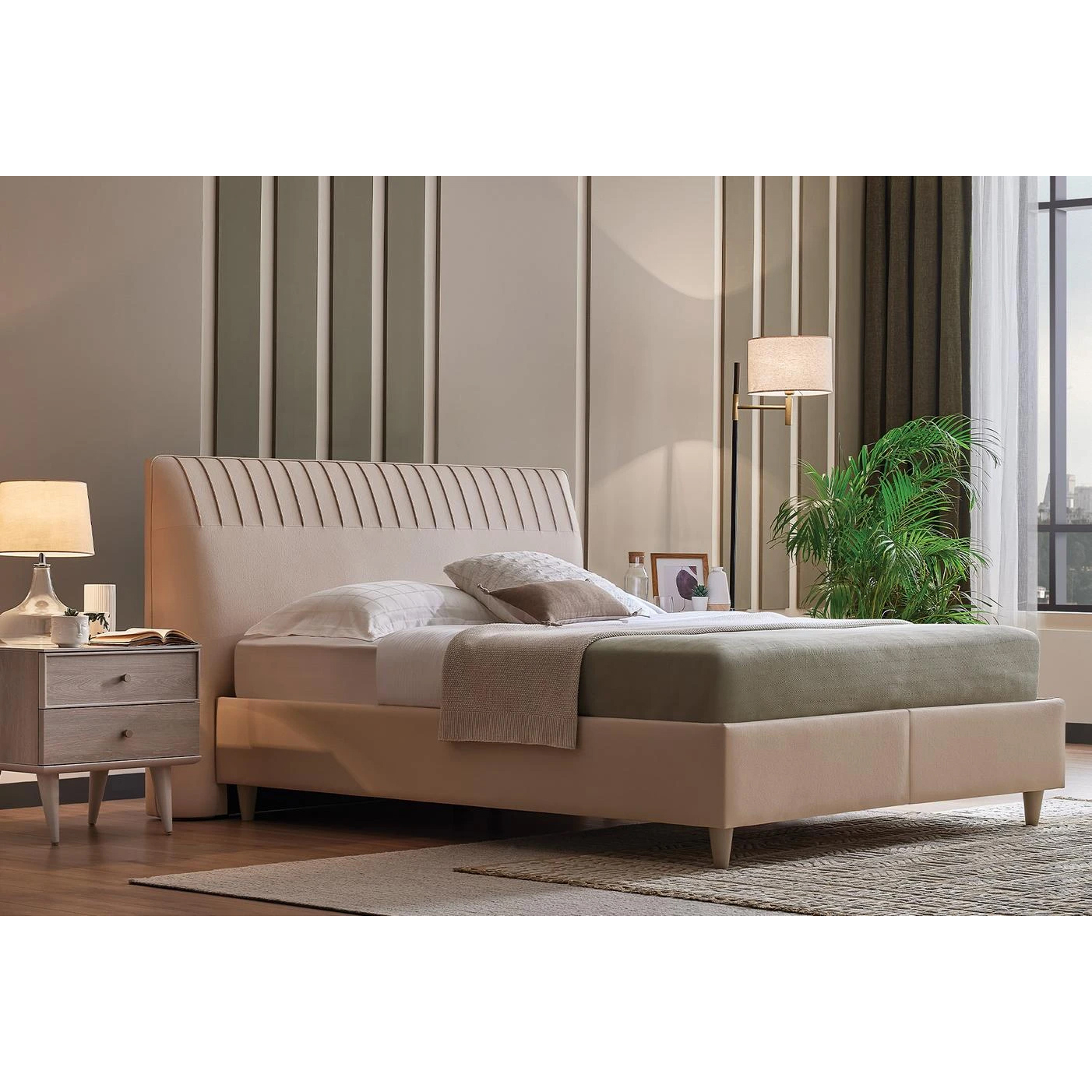 Кровать Enza Home Basel, 160х200 см, с подъемным механизмом, кремовый 3001-K1-52102 (EH59531+EH59550)EH59531+EH59550