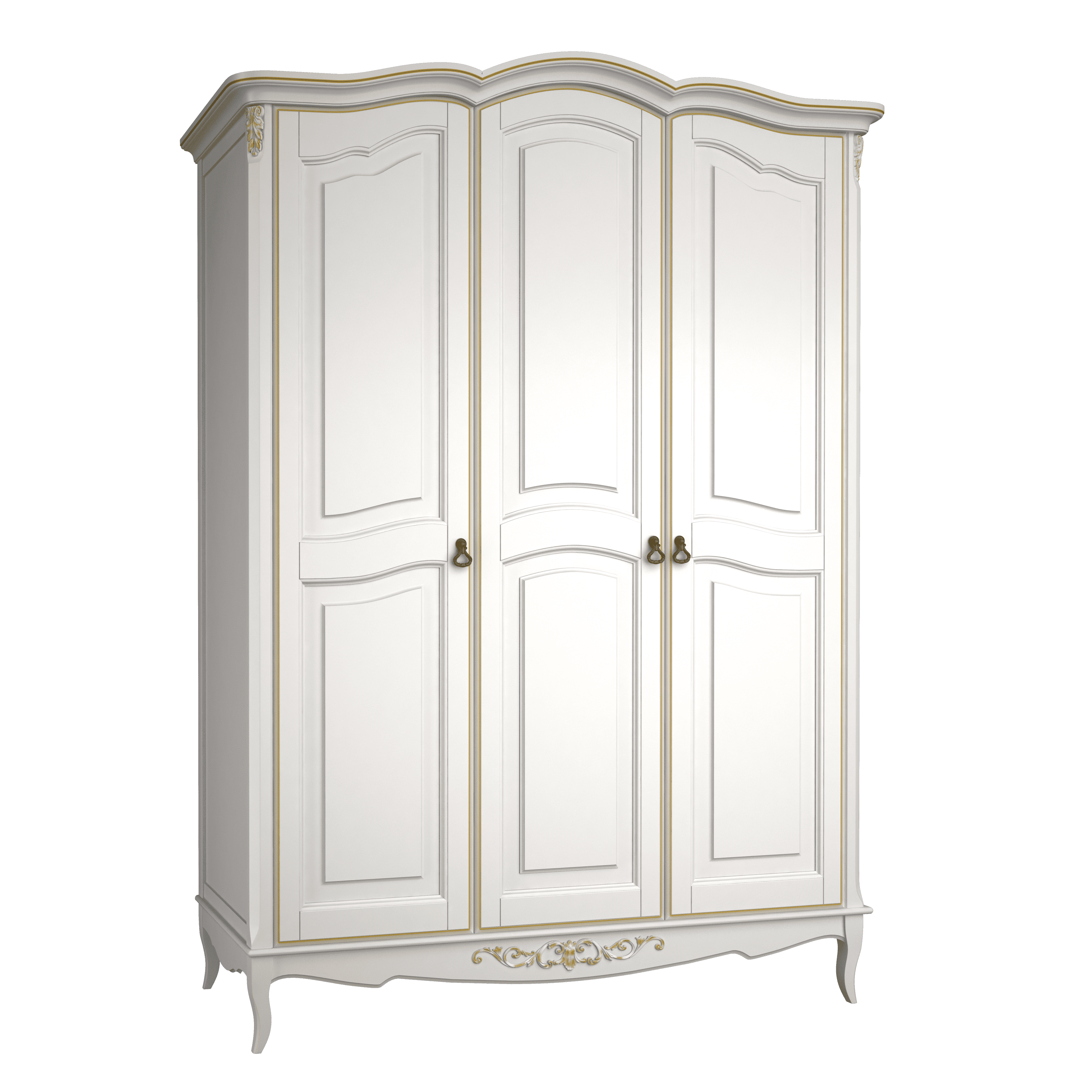 Шкаф платяной Aletan Provence, 3-х дверный, цвет: слоновая кость-золото 162х66х223 см (B803G)B803G