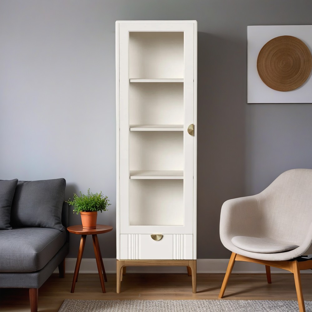 Витрина Bari White, однодверная, левая, 60х45х213 см, цвет: белый (BR601L/W)BR601L/W Витрина Bari White, однодверная, левая, 60х45х213 см, цвет: белый (BR601L/W)BR601L/W