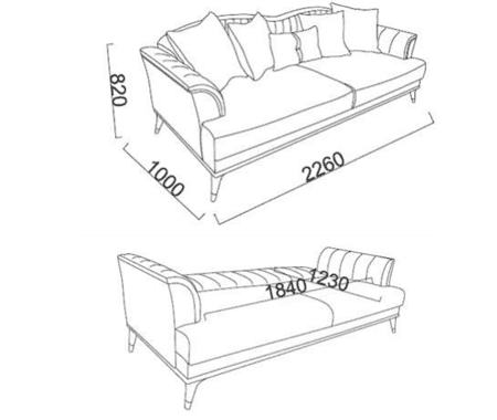Диван-кровать Bellona Monreal, трехместный, цвет: 201411 мятный, размер 226х100х82 см (MONR-02)MONR-02