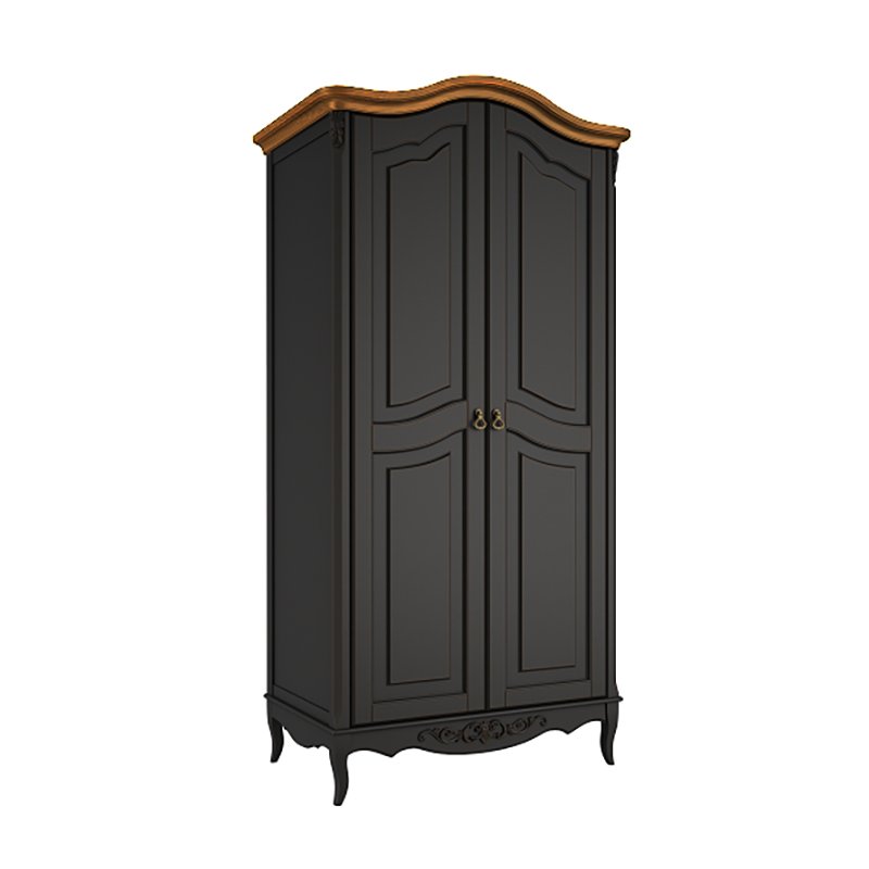 Шкаф платяной Aletan Provence Wood, 2-х дверный, цвет: черный-дерево 107х66х223 см (W802BL)W802BL