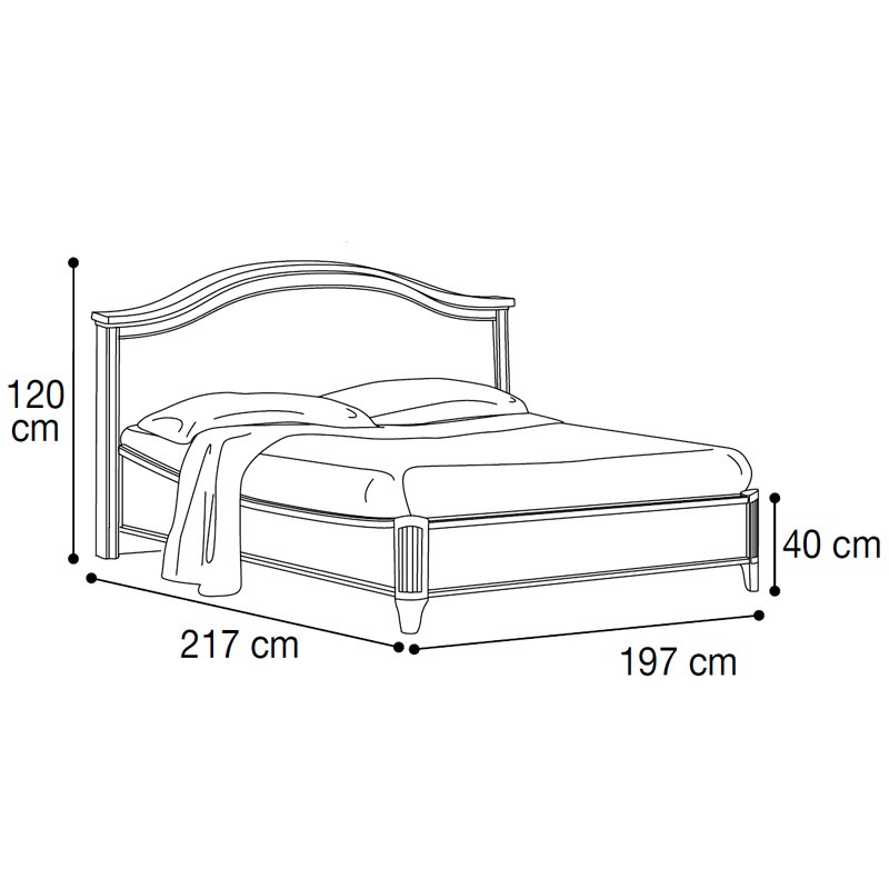 Кровать Camelgroup Nostalgia Gendarme двуспальная, без изножья, цвет: орех, 180x200 см (085LET.10NO)085LET.10NO
