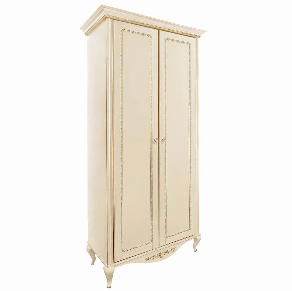 Шкаф платяной Timber Неаполь, 2-х дверный с полками 114x65x227 см, цвет: ваниль с золотом (Т-522П/VO)Т-522П