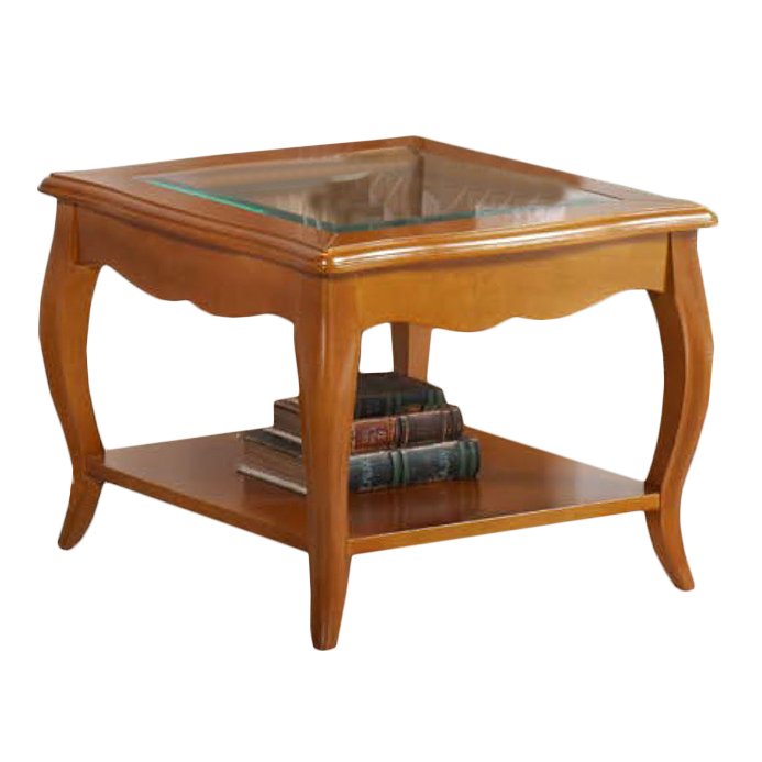 Столик журнальный Panamar Classico, квадратный со стеклянной столешницей, цвет: черешня, 60x60x46 см (604.606.P остатки)604.606.P