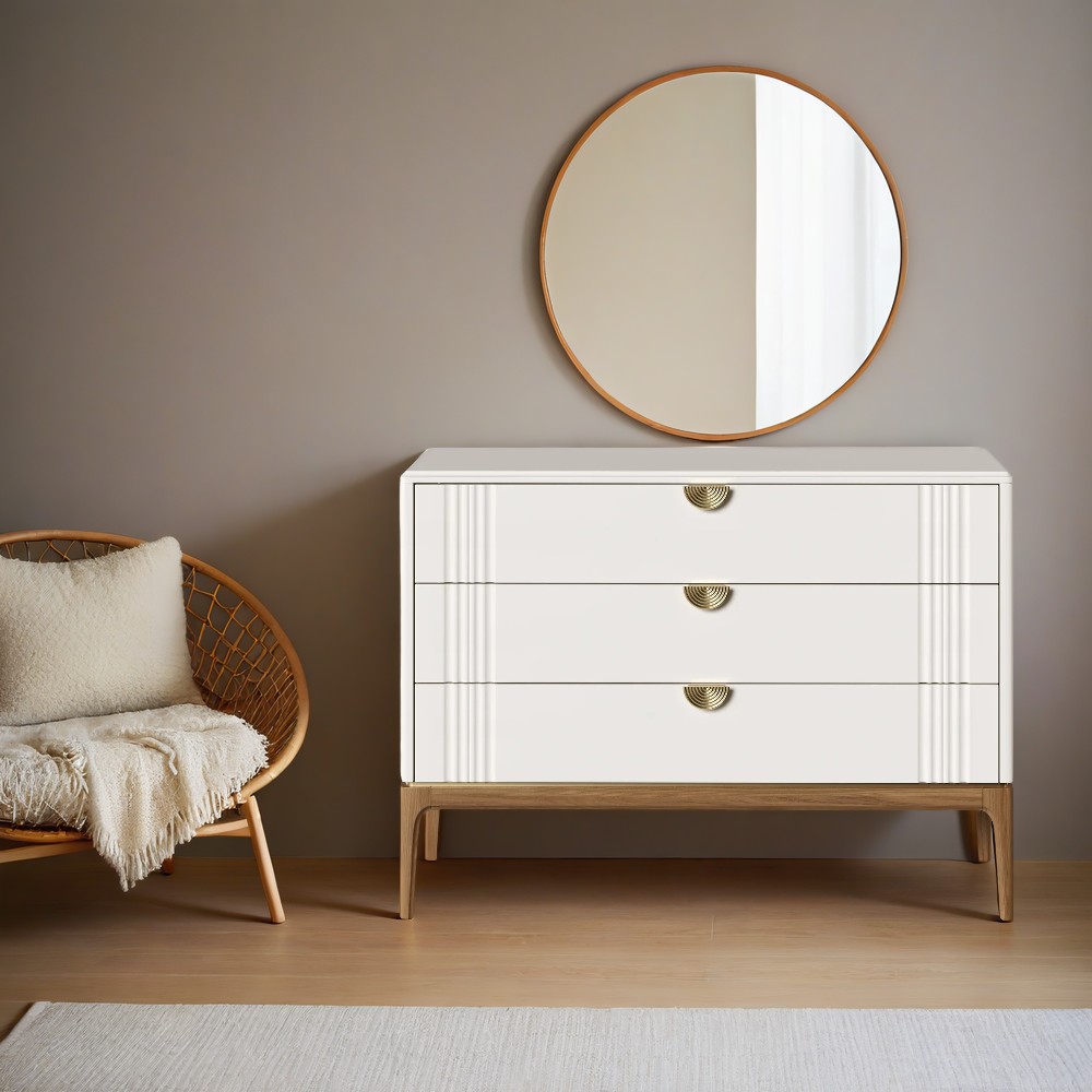 Комод Bari White, 3 ящика, 116x50x86 см, цвет: белый (BR401W)BR401W Комод Bari White, 3 ящика, 116x50x86 см, цвет: белый (BR401W)BR401W