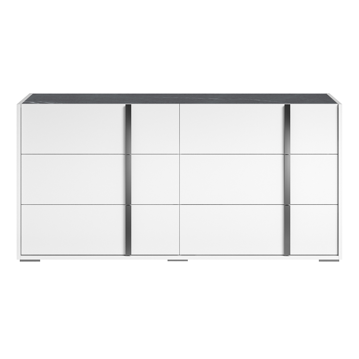 Комод широкий Status Bianca Marble, 6 ящиков, цвет White, размер 160x49x77 см (BIBWHCM01BL)BIBWHCM01BL