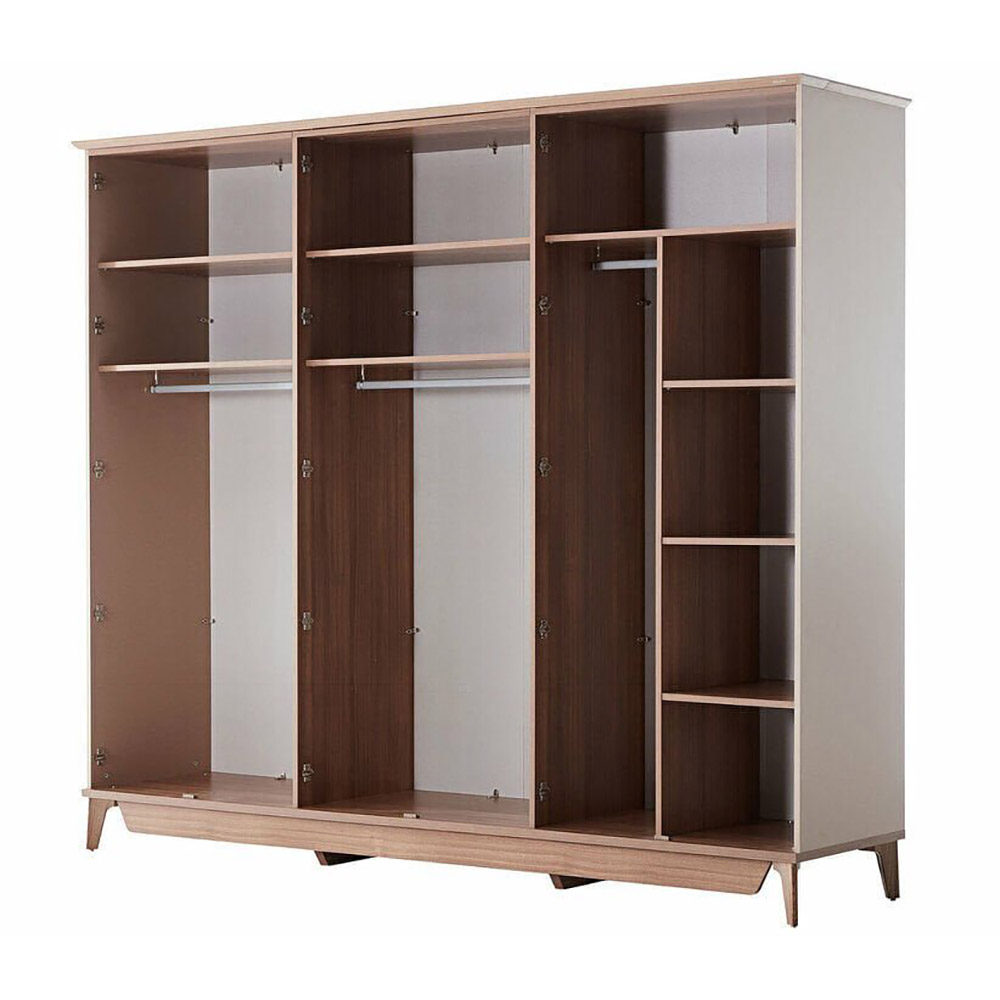 Шкаф платяной Bellona Alvis, 6-ти дверный, цвет бежевый/светлый орех 258х62х231 см (ALVIS-34)ALVIS-34 Шкаф платяной Bellona Alvis, 6-ти дверный, цвет бежевый/светлый орех 258х62х231 см (ALVIS-34)ALVIS-34