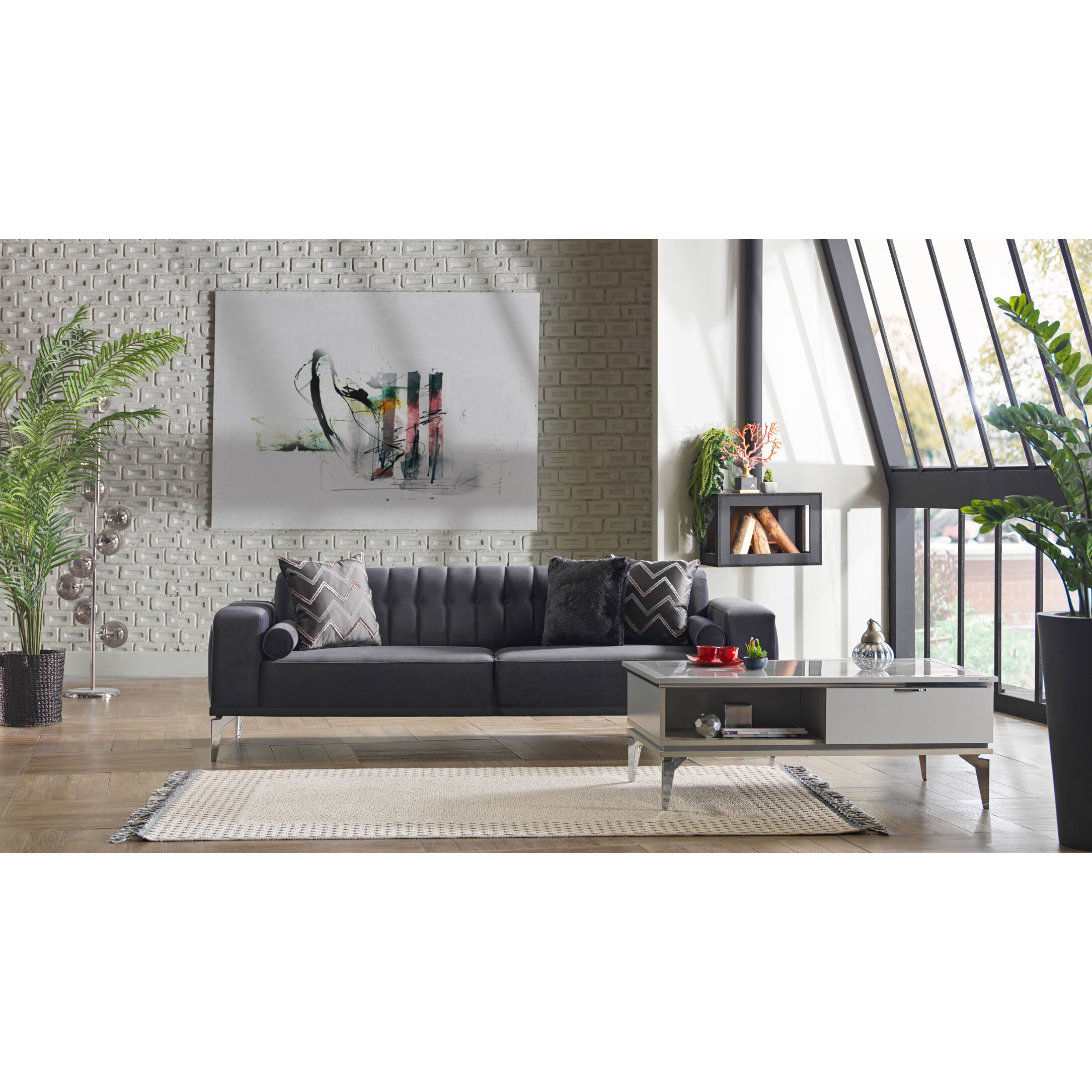 Диван Bellona Loretto, 3-х местный, антрацит, размер 237x87x78 см (LORET-03)LORET-03 Диван Bellona Loretto, 3-х местный, антрацит, размер 237x87x78 см (LORET-03)LORET-03