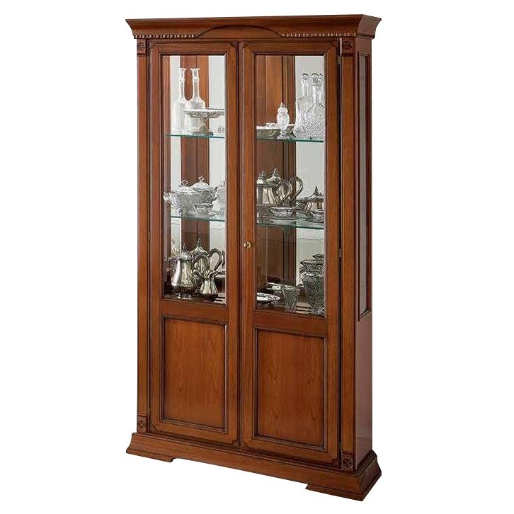 Витрина Prama Palazzo Ducale ciliegio, 2-х дверная, зеркальный тыльник, с подсветкой, цвет: вишня, 112x42x214 см (71CI13)71CI13