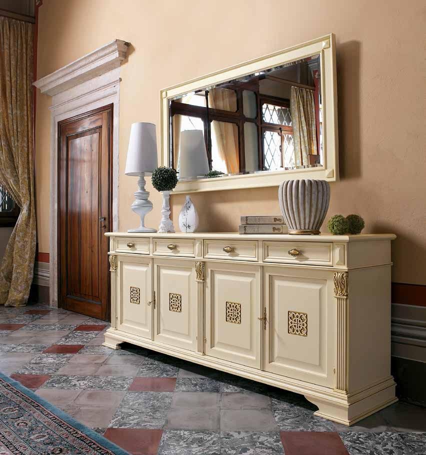 Зеркало Claudio Saoncella Puccini, прямоугольное, цвет: белый с золотом (42300-PL70)42300-PL70