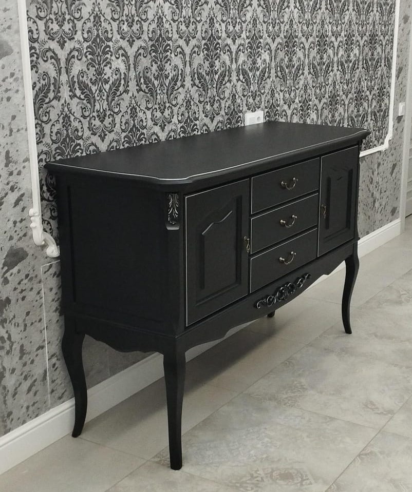 Консоль Aletan Provence Wood, 3 ящика, цвет: черный-дерево 156х52х96,5 см (W907BL)W907BL Консоль Aletan Provence Wood, 3 ящика, цвет: черный-дерево 156х52х96,5 см (W907BL)W907BL