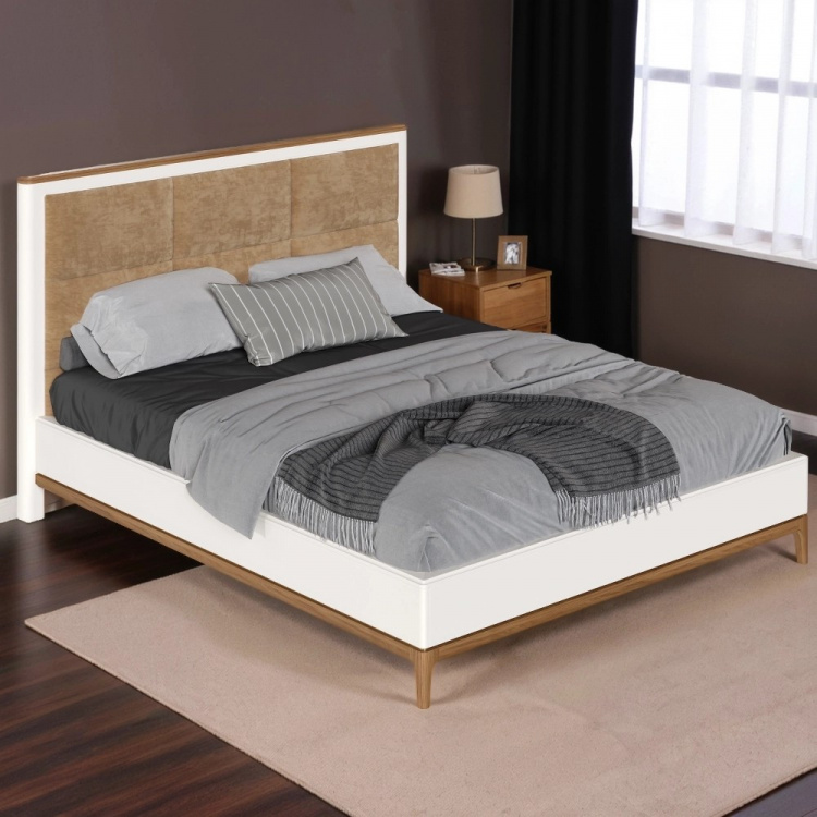 Кровать полуторная Bari White, 140x200 см, мягкая вставка, цвет: белый (BR214W)BR214W Кровать полуторная Bari White, 140x200 см, мягкая вставка, цвет: белый (BR214W)BR214W