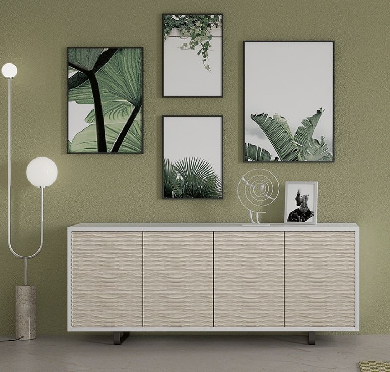 Комод-прилавок Disemobel Nora, 180x40x74 см, цвет Blanco Mate, фасад 5 (цв Polar), ножка 3 (3052)3052