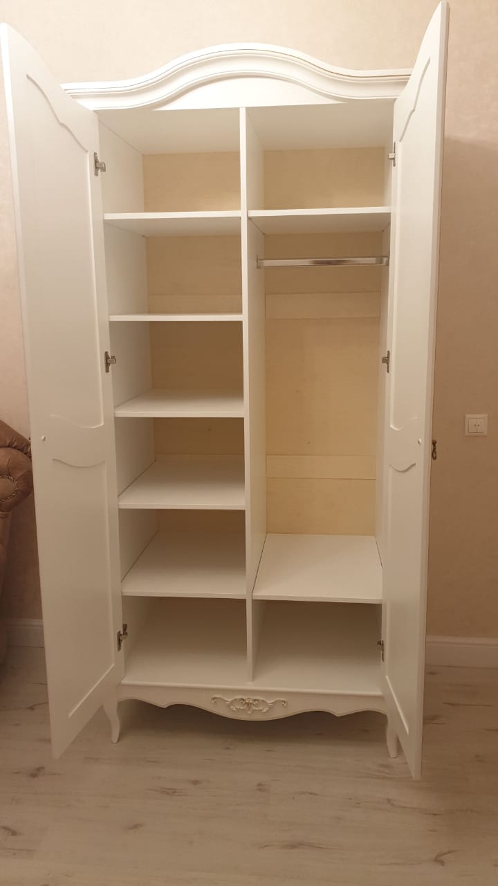 Шкаф платяной Aletan Provence, 2-х дверный, цвет: слоновая кость-золото (B802G)B802G Шкаф платяной Aletan Provence, 2-х дверный, цвет: слоновая кость-золото (B802G)B802G