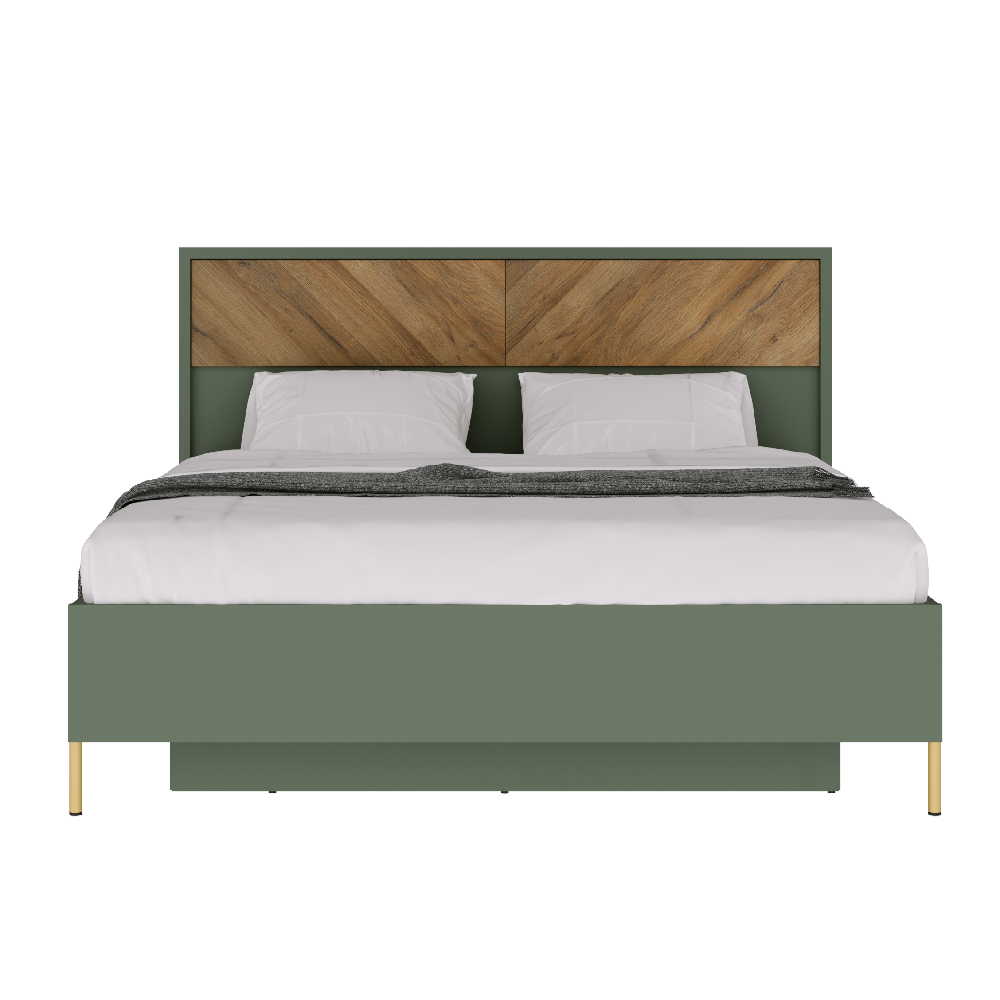 Кровать без основания 160х200 БРВ, 171x204x110 см, цвет: дымчатый зеленый/дуб вотан (LOZ160x200)LOZ160x200