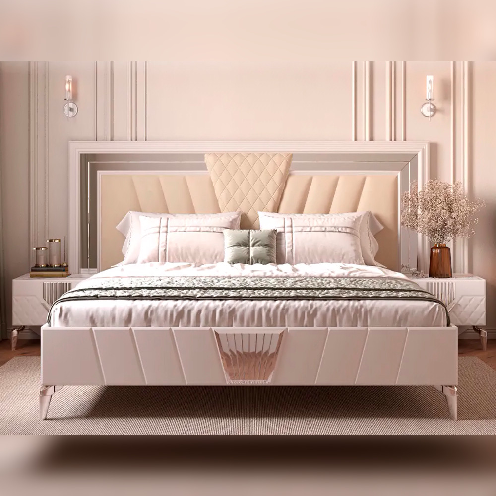 Кровать Веллона Мистрано 180х200 с основанием, цвет: Кашемир с серебром, 241x210x130 см (ВЕЛСВЛ-03)ВЕЛСВЛ-03