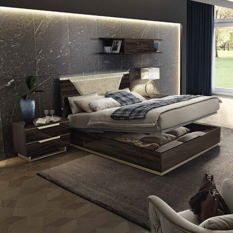 Кровать Camecol.20, цвет: lgroup Smart Noce Patrizio, двуспальная, с подъемным механизмом, панель из ткани Alikante 474 грецкий орех, 160x200 см (162LET.05NP+162LET.10TS)162LET.05NP+162LET.10TS