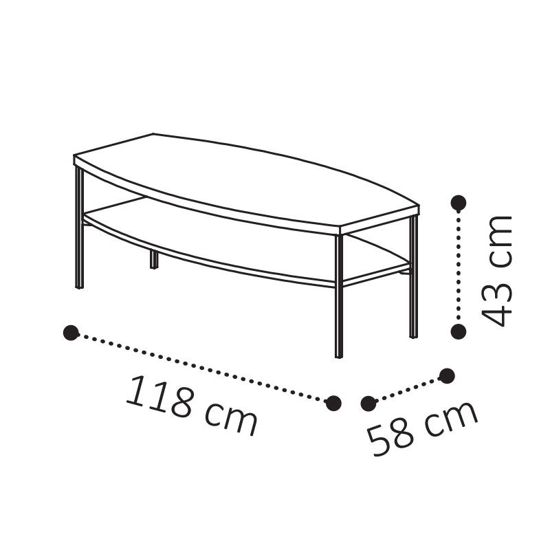 Столик Camelgroup кофейный Platinum, цвет: серебристая береза, 118x58x43 см (144TAV.02PL)144TAV.02PL