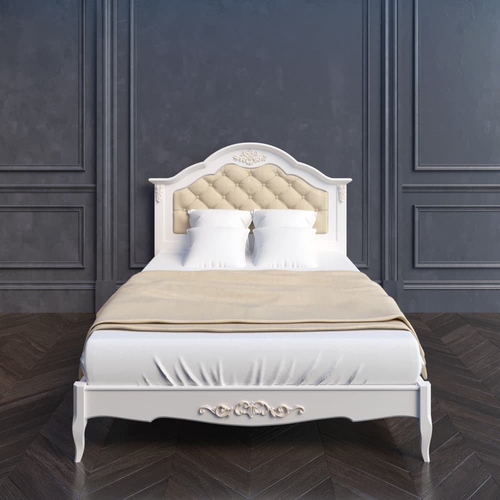Кровать Aletan Provence, полуторная, 140x200 см, цвет: слоновая кость, размер 158х211х137 см (B214)B214