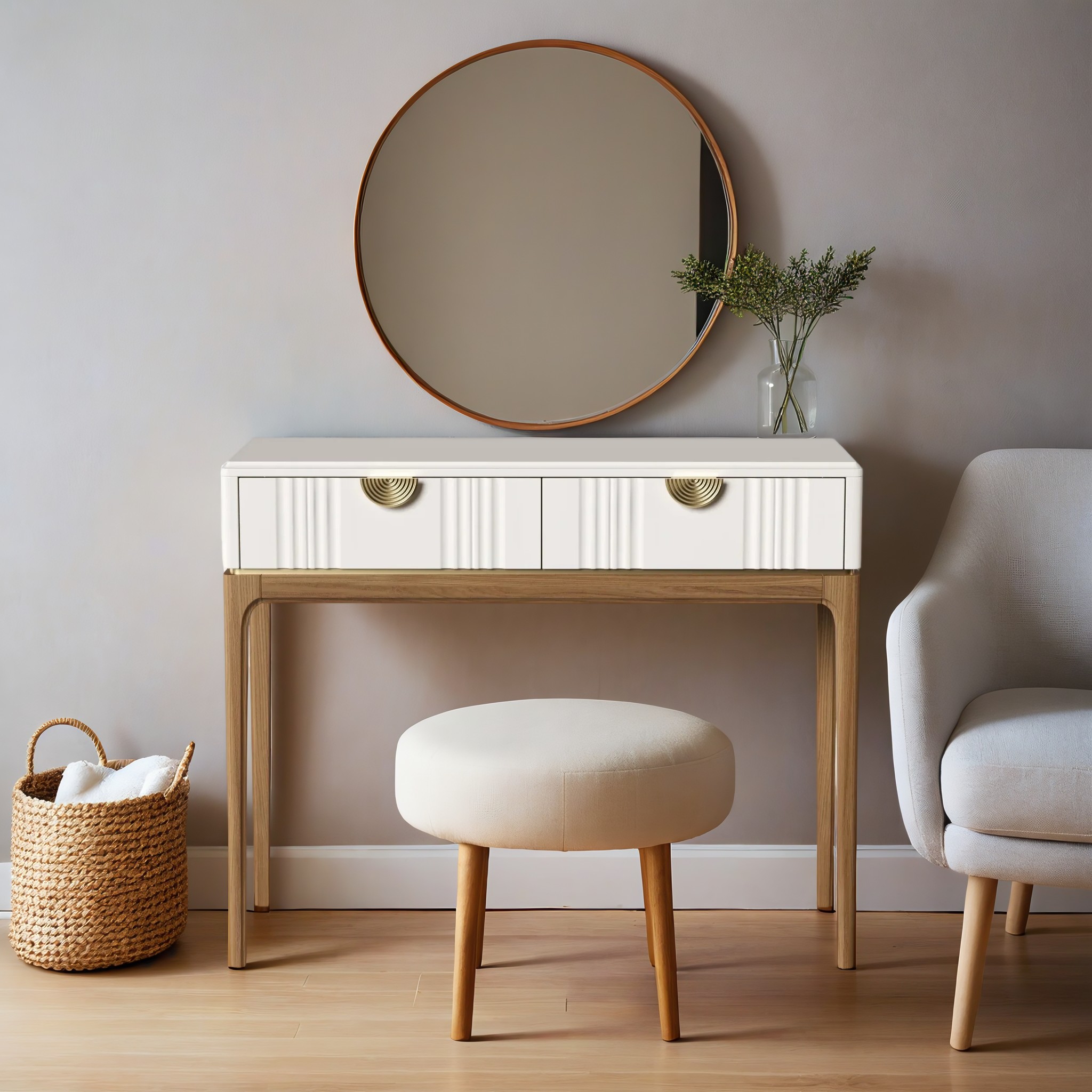 Консоль Bari White, 2 ящика, 107х40х79 см, цвет: белый (BR902W)BR902W Консоль Bari White, 2 ящика, 107х40х79 см, цвет: белый (BR902W)BR902W