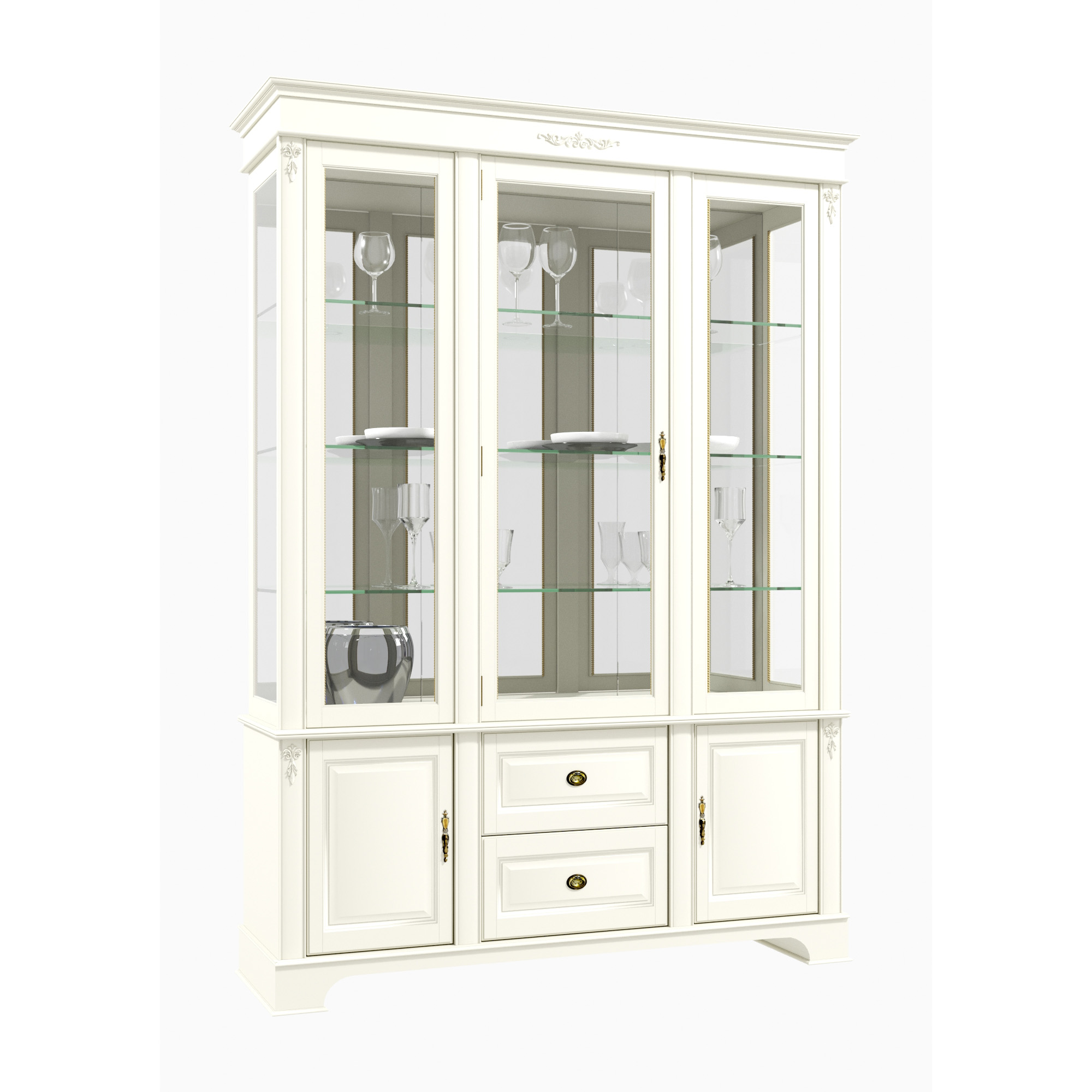 Витрина Atrium, 3 дверная, размер 143х43х209 см, цвет: слоновая кость (М1303.01)М1303.01