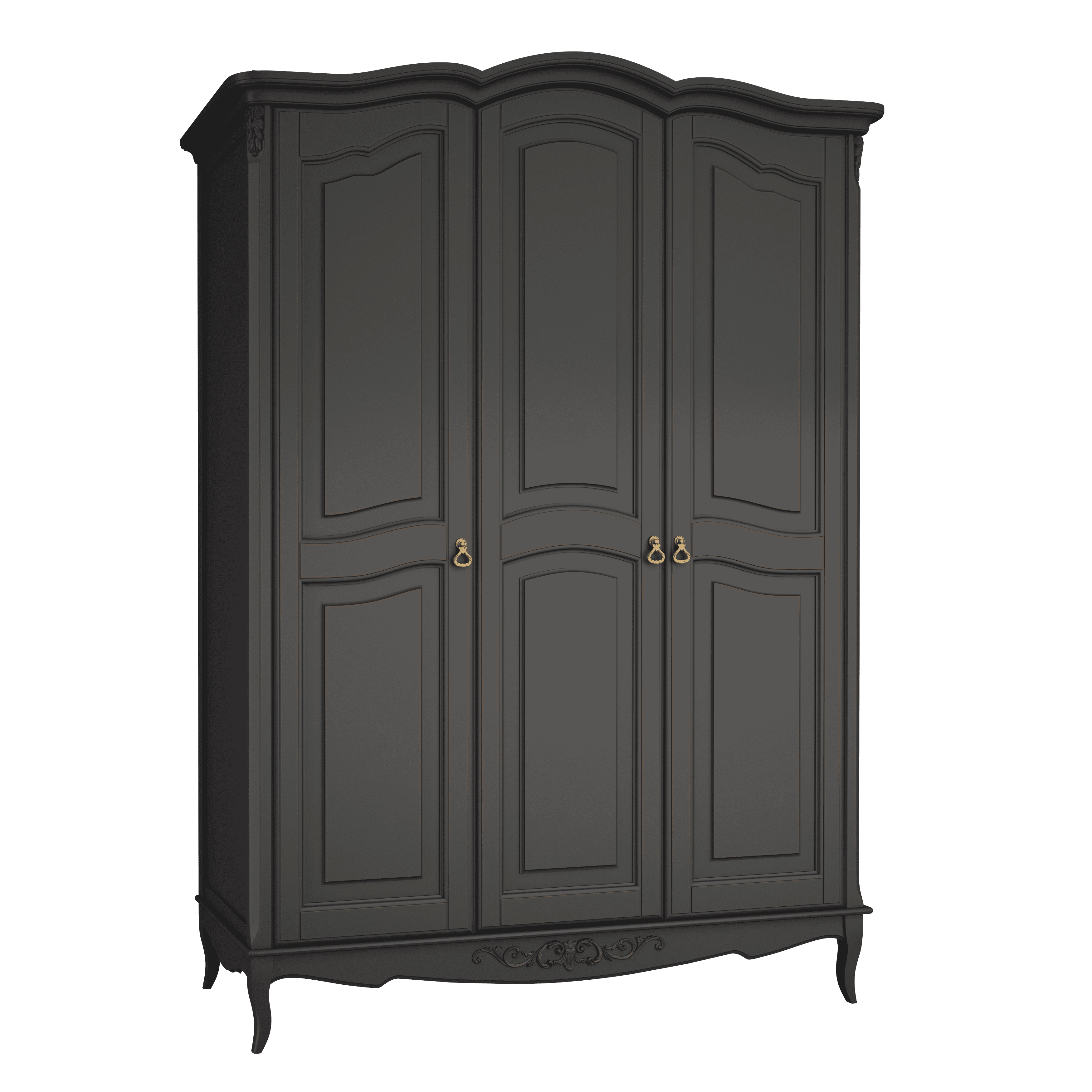 Шкаф платяной Aletan Provence, 3-х дверный, цвет: черный, размер 162х66х223 (B803BL)B803BL