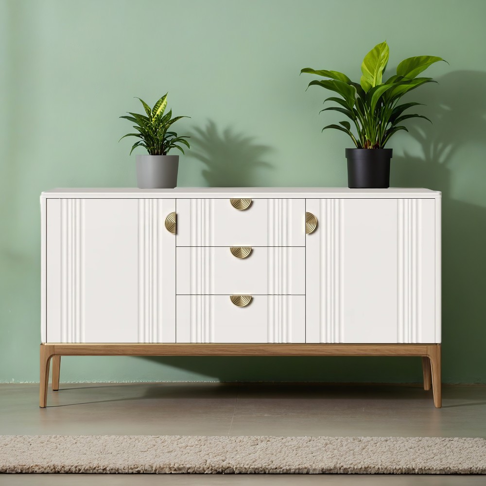 Комод Bari White, широкий, 3 ящика+двери, 160x50x95 см, цвет: белый (BR403W)BR403W Комод Bari White, широкий, 3 ящика+двери, 160x50x95 см, цвет: белый (BR403W)BR403W