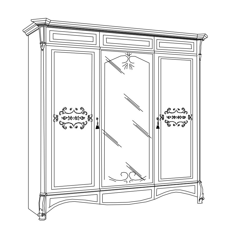 Шкаф платяной Casa+39 Prestige laccato, 3-х дверный,  с зеркалом, цвет: белый, 170x72x229 см (320)320