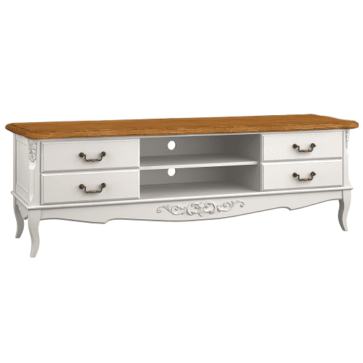 Тумба ТВ Aletan Provence Wood, широкая, цвет: слоновая кость- дерево 182х48х60 см (W305)W305