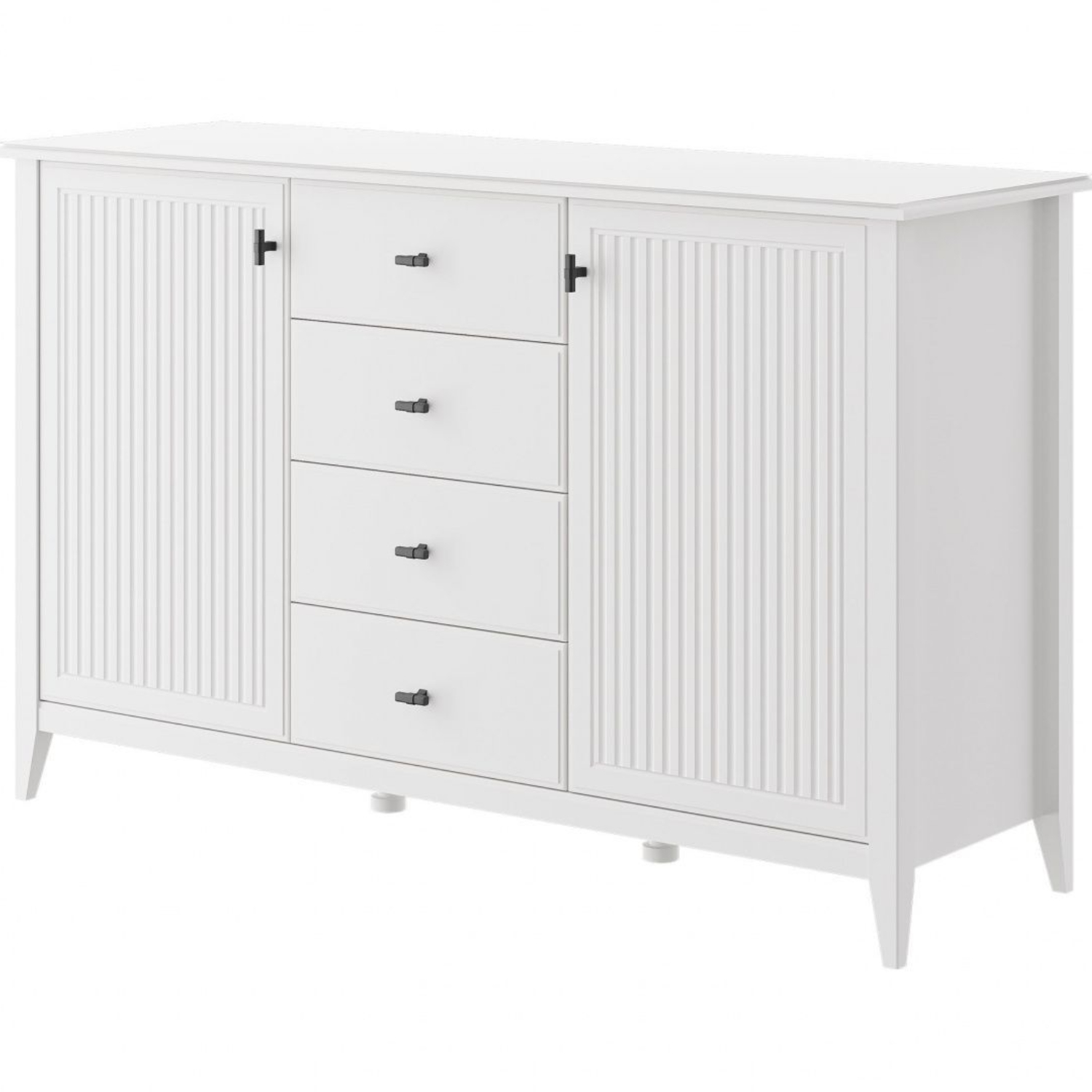 Комод Bravo Никеа, 4 ящика, 2 дверцы, цвет: белый, размер 146х48х91 см