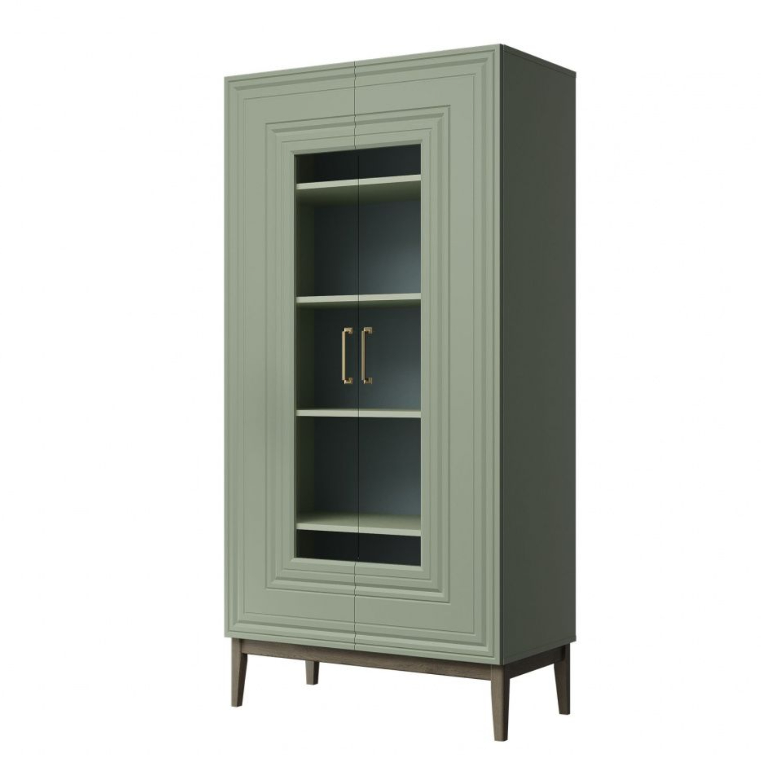 Шкаф-витрина Bravo Гориция, двухдверный, цвет: зеленый самшит, размер 89х46х180 см