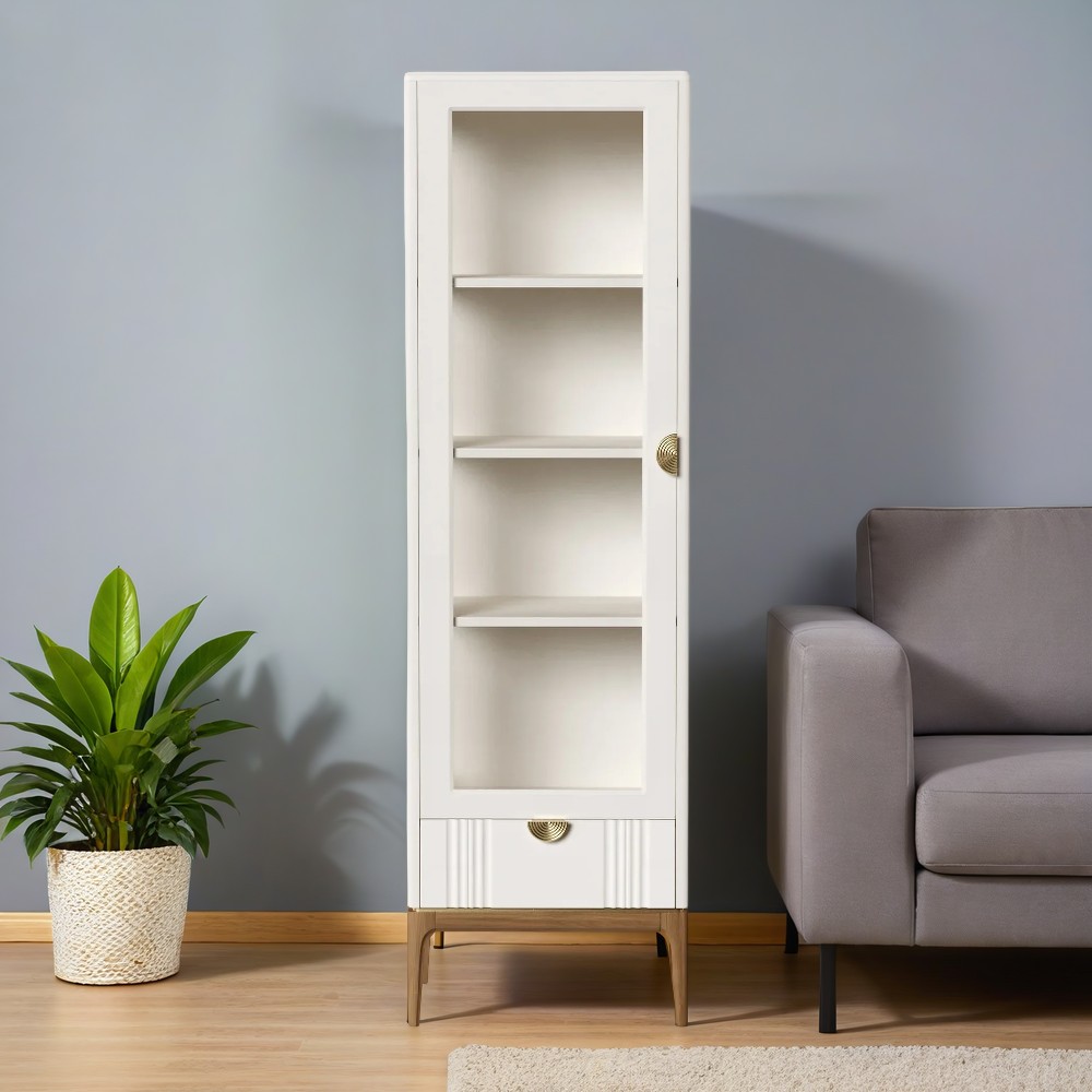 Витрина Bari White, однодверная, левая, 60х45х213 см, цвет: белый (BR601L/W)BR601L/W Витрина Bari White, однодверная, левая, 60х45х213 см, цвет: белый (BR601L/W)BR601L/W