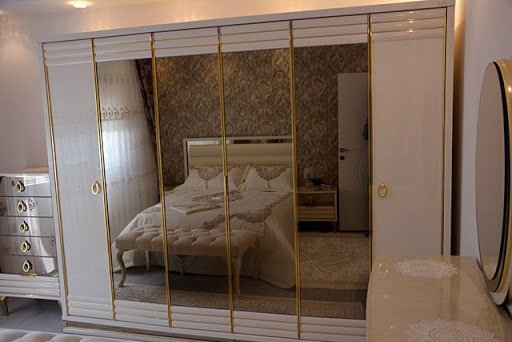 Шкаф платяной Bellona Elite, 6-ти дверный, цвет: белый с золотом, размер 271x63x216 см (ELIT-34) ELIT-34