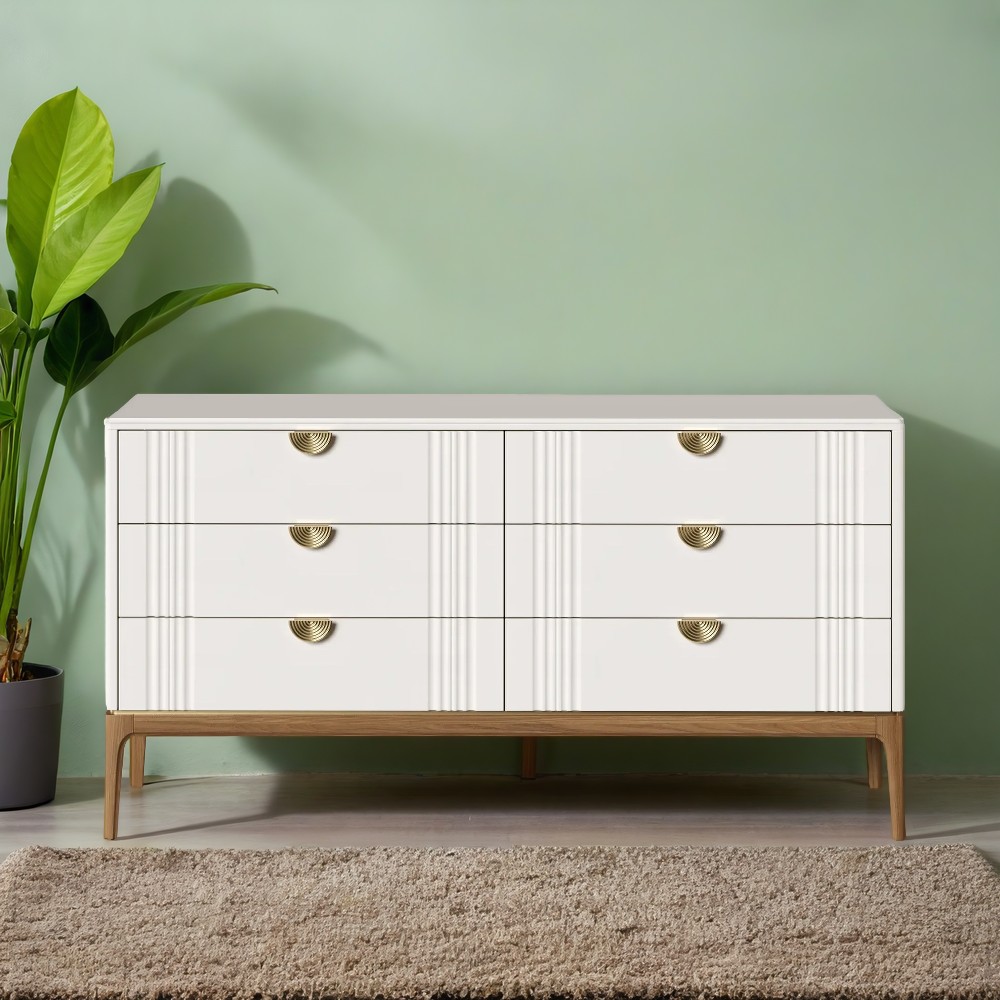 Комод Bari White, широкий, 6 ящиков, 138x48x90 см, цвет: белый (BR406W)BR406W Комод Bari White, широкий, 6 ящиков, 138x48x90 см, цвет: белый (BR406W)BR406W